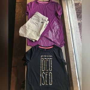 Girls size 10/12 summer shirt and shorts set The North Face and All In Motion